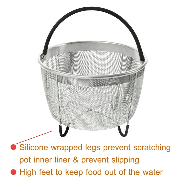 Alimat PluS 1 Pack Large Steamer Basket - Silicone Vegetable Steamer Basket  with Durable Handles & Strong Feets Compatible with 6 Qt and 8 Qt Cooking