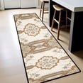 thumbnail image 3 of Beige Blue Floral Medallion Hallway Runner Rug, French Country Long Floor Mat, Non-Slip Washable Vintage Ornate Rug for Entryway Kitchen, 3 of 9