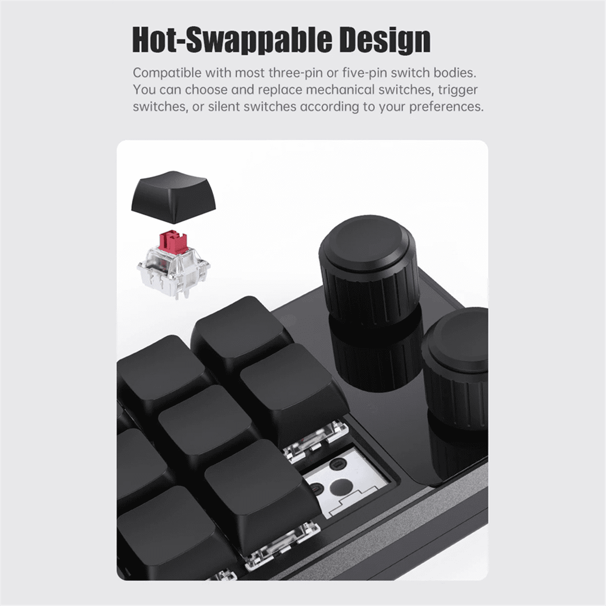 Programming Macro Custom Wired Keyboard RGB 12 Key Copy Paste Button Mini Gaming Keypad Hotswap Macropad Yellow+Black