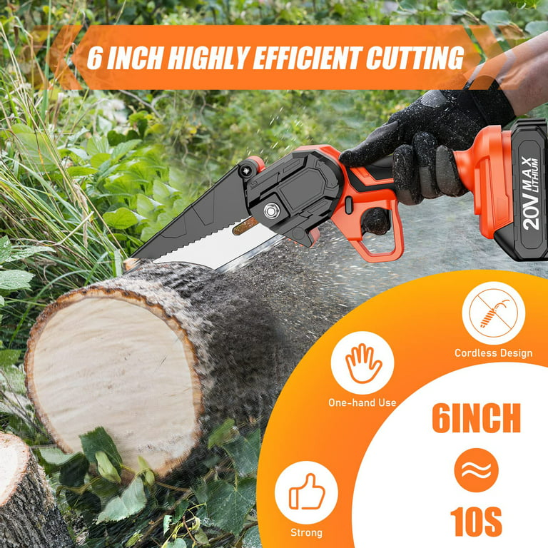 Mini Chainsaw Cordless 6 Inch Electric Chain Saw 380W With 2