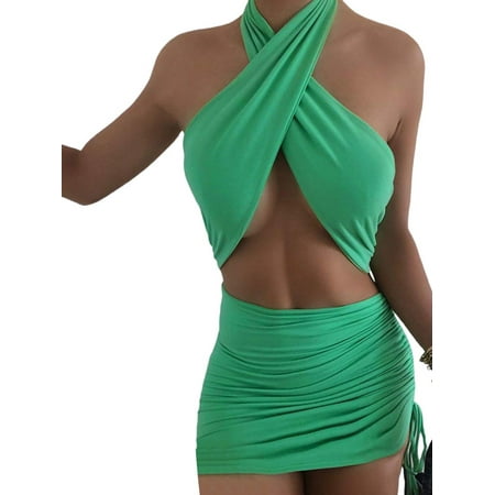 

Emmababy Women s Dress Strap Neck Side Lace Up Backless One Piece Skirt
