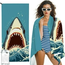 BCIIG Microfiber Beach Towel, Vintage Shark Jaws Beach Towels for Women Men, Extra Large , Quick Drying Lightweight Sand Free Bath Swim Towel 27.5x55in