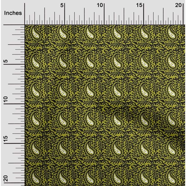 oneOone Georgette Viscose Fabric Leaves & Paisley Block Print Fabric BTY 42 Inch Wide