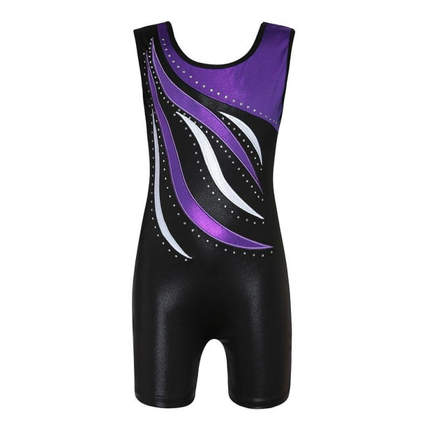 Minnieouse Niñas Ballet Danza Gimnasia Leotardos Tank Boy Shorts 5-6 Años conjuntos de ropa Púrpura 5-6 años