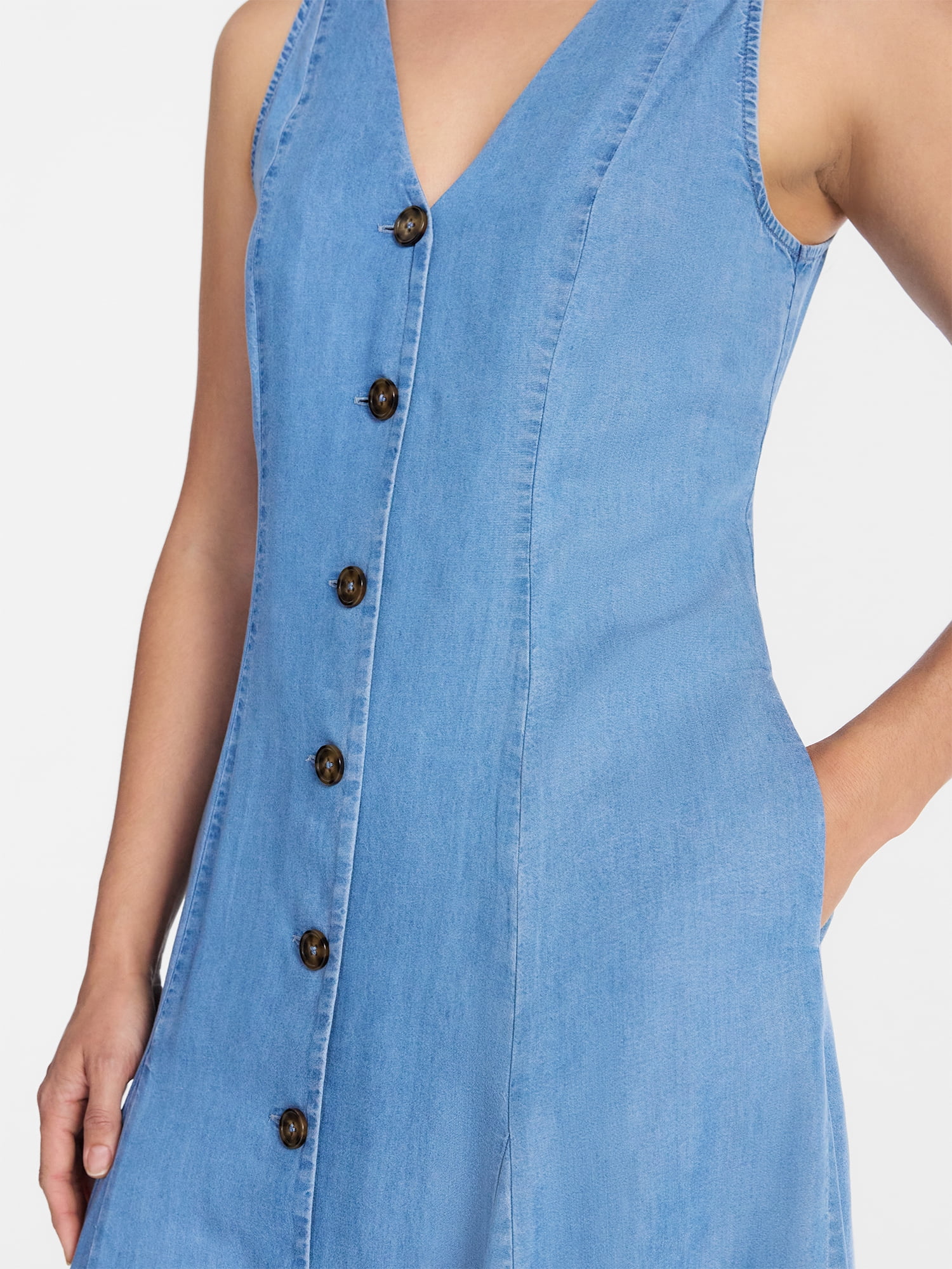 Time and Tru Women's Sleeveless Fit and Flare Midi Dress, Sizes XS-XXXL
