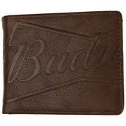 Budweiser Brown Bifold Wallet Large Bowtie Logo Deboss with ID Window