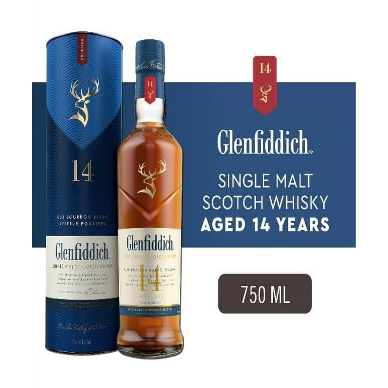 Glenfiddich 14YO Bourbon Barrel, 43% ABV, 6x750ml, Glass Bottle