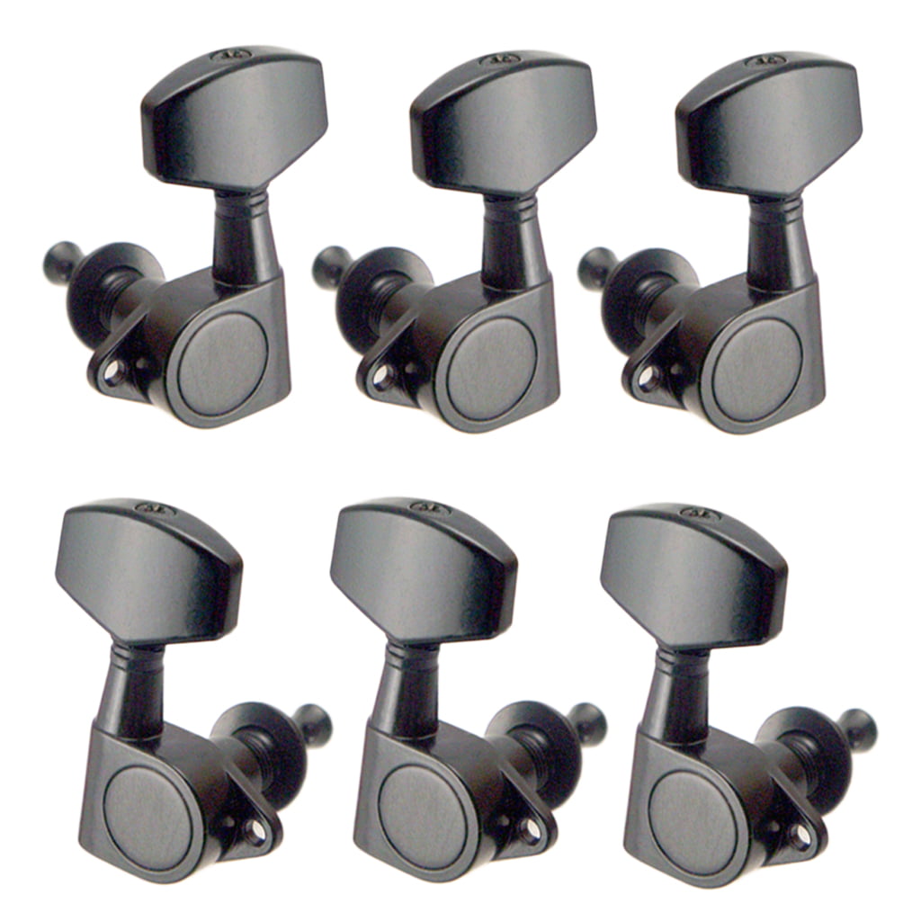 Baoblaze Iron 3x Left 3x Right Square Full Closed Tuning Pegs Tuning Keys Black for Acoustic Guitar Parts 