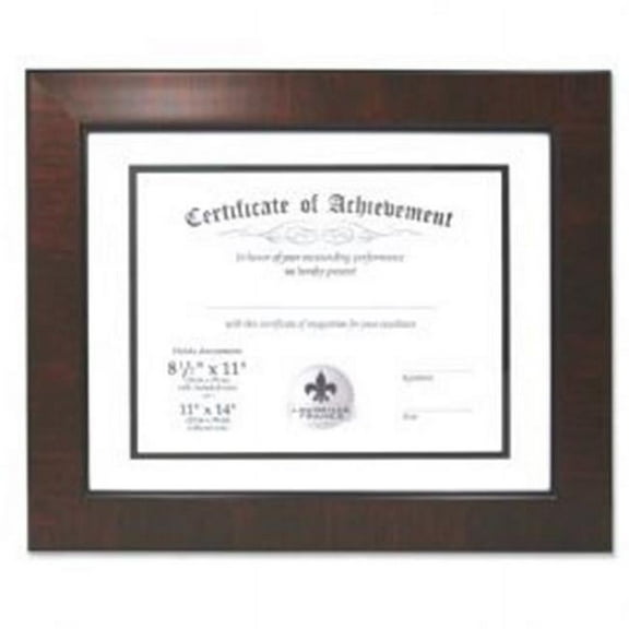 Dual Use Mahogany 11x14 Matted to 8.5x11 Document Frame with Double Bevel Cut