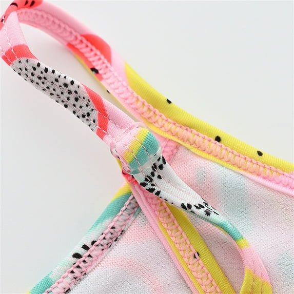 Vedolay Swimsuit for Girls Summer Girl Swimwear Girls Two Piece Swimsuit Lace Up Top Bikini Bottom Swimwear,Pink 6-9 Months