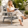 thumbnail image 3 of FOOWIN 7-Piece Patio Furniture Set, HDPE Outdoor Conversation Set with 5 Seating & Cushions, Perfect Patio Sofa Set for Garden, Porch, Backyard, Grey Frame with Grey Cushion, 3 of 8