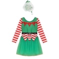 thumbnail image 3 of YiZYiF Girls Christmas Elf Dress Striped Long Sleeve Mesh Tutu Skirt Leotard Dance Party Outfit with Hat Green 10, 3 of 7