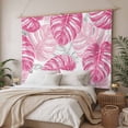thumbnail image 3 of Pink Palm Leaf Tapestry for Bedroom Wall Hanging Tapestry, Tropical Vintage Grey Summer Plant Ceiling Backdrop Tapestries Poster Blanket Wall Decor for Teens Room Living Room Dorm 55" x 73", 3 of 8