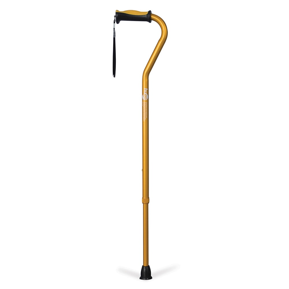 Hugo Adjustable Offset Handle Cane with Reflective Strap, Amber