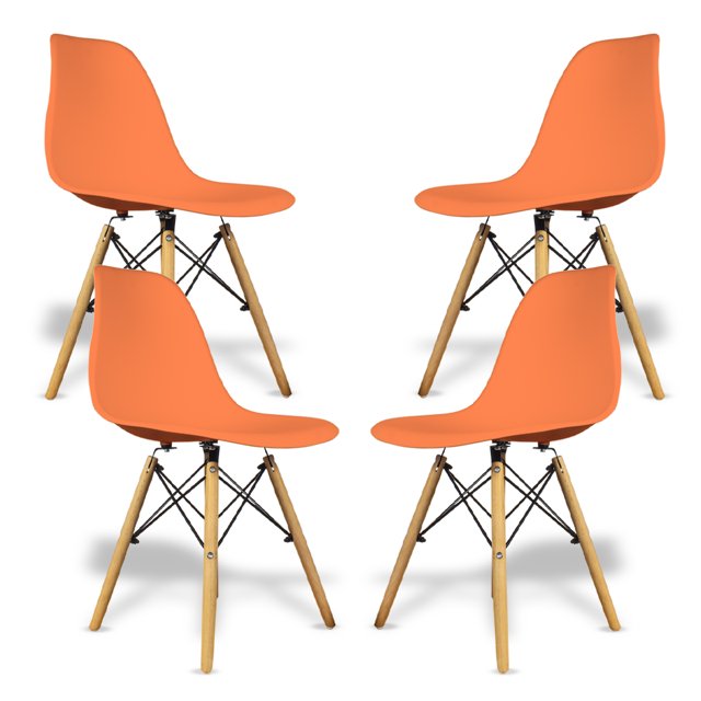 Set De 4 Sillas Eames Modernas Color Naranja Original Bellair
