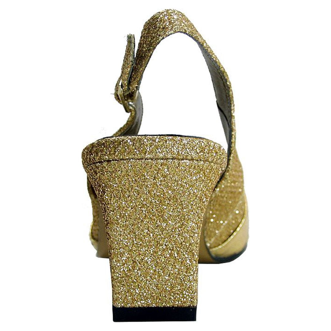 FLORAL Velma Women's Wide Width Dress Slingback Pumps with Bow GOLD 11