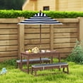 thumbnail image 2 of Qaba Kids Picnic Table, Wooden Table & Bench Set w/ Umbrella Cushions, Blue, 2 of 10