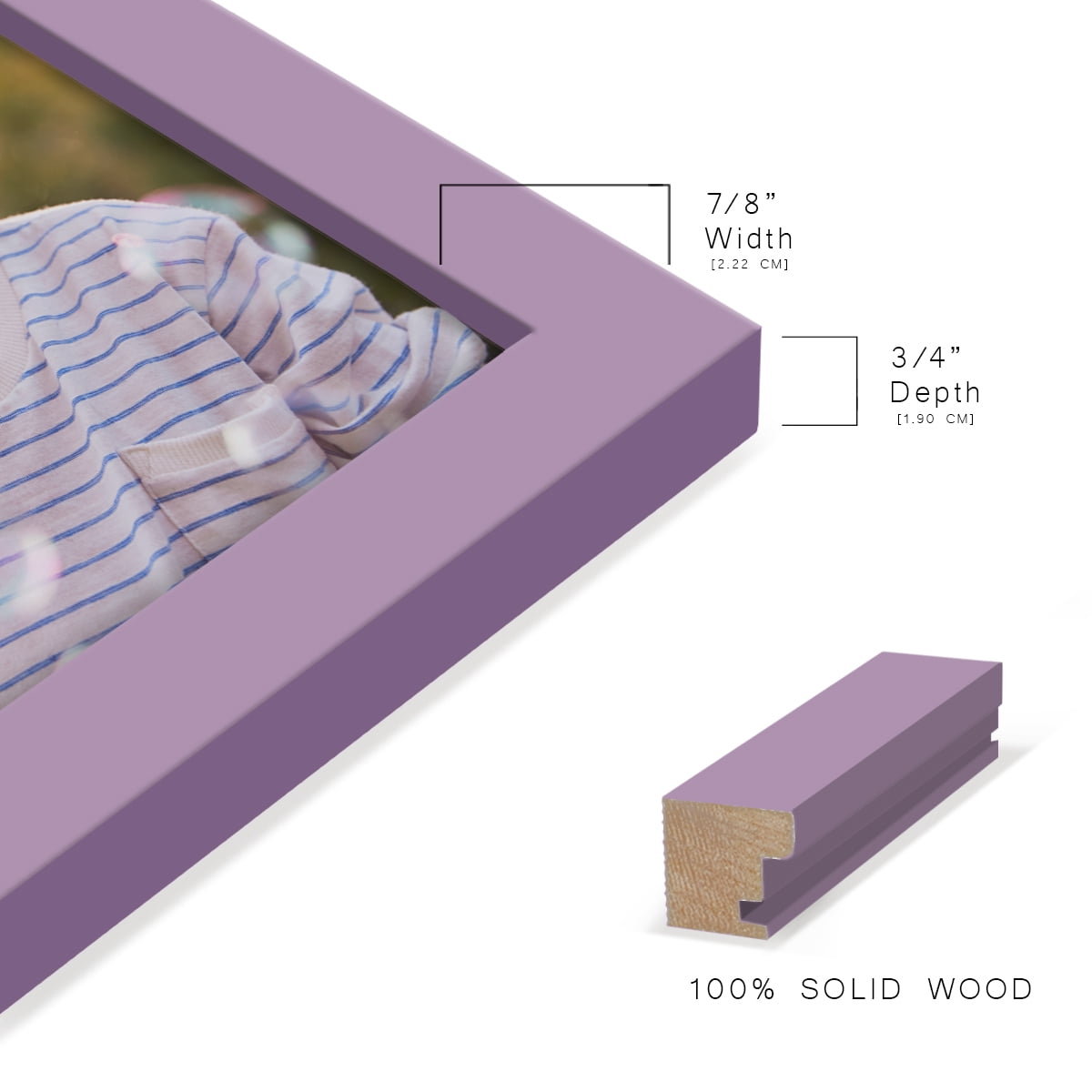 Modern Real Wood 5x7 inch Picture Frame in Violet