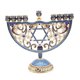 thumbnail image 4 of 6,5 pulgadas de alto Menorah pintado a mano judío Bejeweled adornado candelabros candelabros Navidad artesanía inauguración de la casa regalo , Azul perfecl Candelabro de la Menorá, 4 of 8