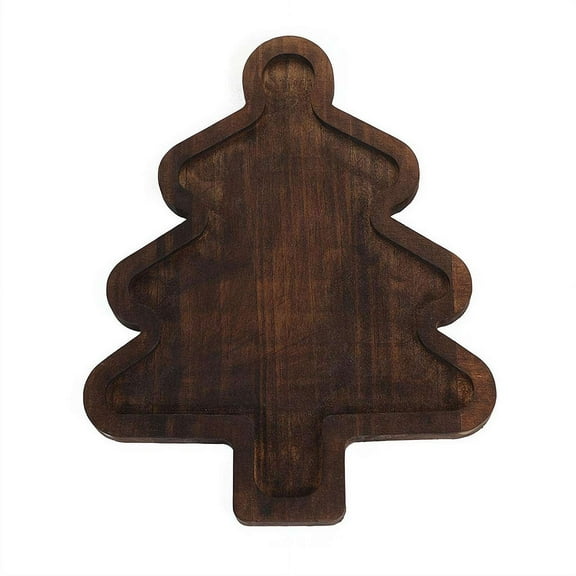 Cute Christmas Tree Dinner Plate Divided Wood Decorations for Holiday Parties, Desserts, Snacks, and Decor