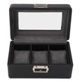 thumbnail image 3 of Watch Jewelry Case, PU Leather Black 3 Grids Single Layer Watch Storage Case  For Jewelry For Storage, 3 of 8