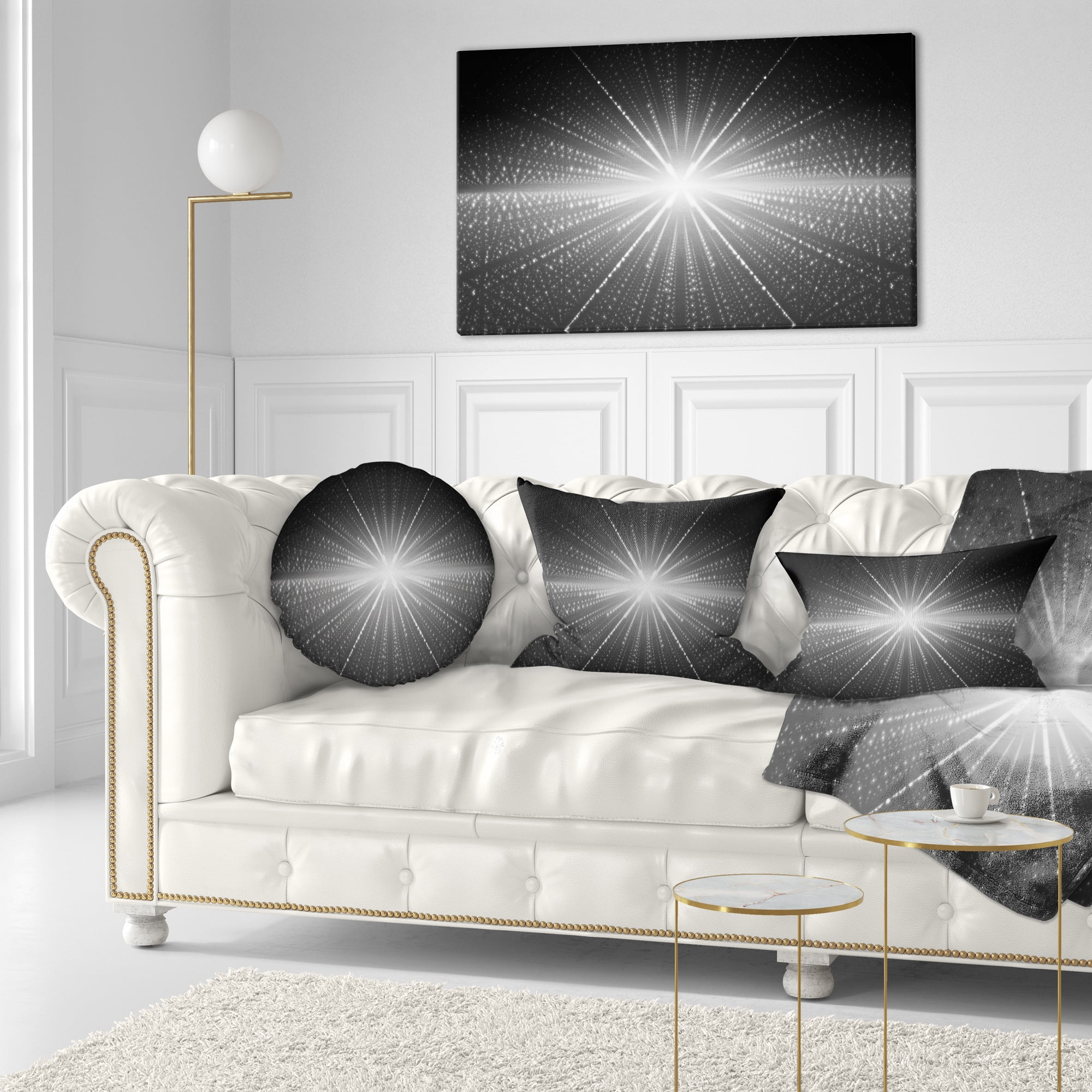 Designart Glowing Star in Cosmic Galaxy - Abstract Throw Pillow - 12x20