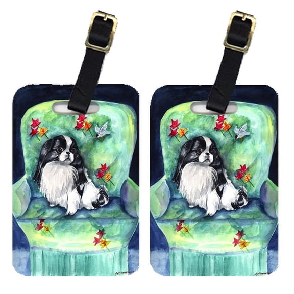 Pair of 2 Japanese Chin in Momma's Chair Luggage Tags