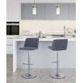 thumbnail image 2 of Toriano Adjustable Bar Stool, Chrome Bar Stools, Bar Chairs, Swivel Bar Stools, Bar Stools Set of 2 (Blue Fabric), 2 of 5