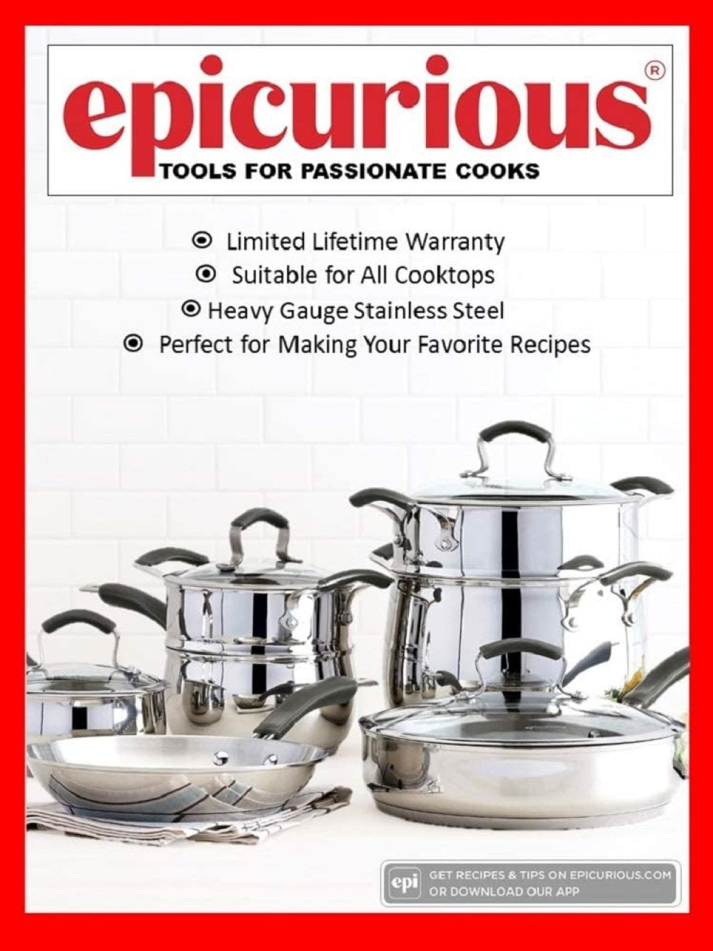 Epicurious 10 piece cookware sale, TV & Home Appliances, Kitchen