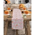 thumbnail image 2 of Table Runner Dresser Scarves 48 Inch Long,Halloween Seamless Cute Ghost on Pink Linen Dining Table Runners Pumpkin Lantern Boo Tabletop Scarf for Wedding Holiday Party Kitchen, 2 of 9