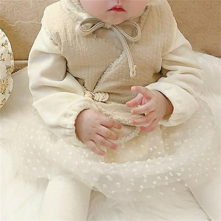 

Quealent Newborn Baby Infant Girls Boys Spring Winter Fleece Warm Thick Vest Clothes Boys 5 Long Sleeve Shirts Beige 6-12 Months