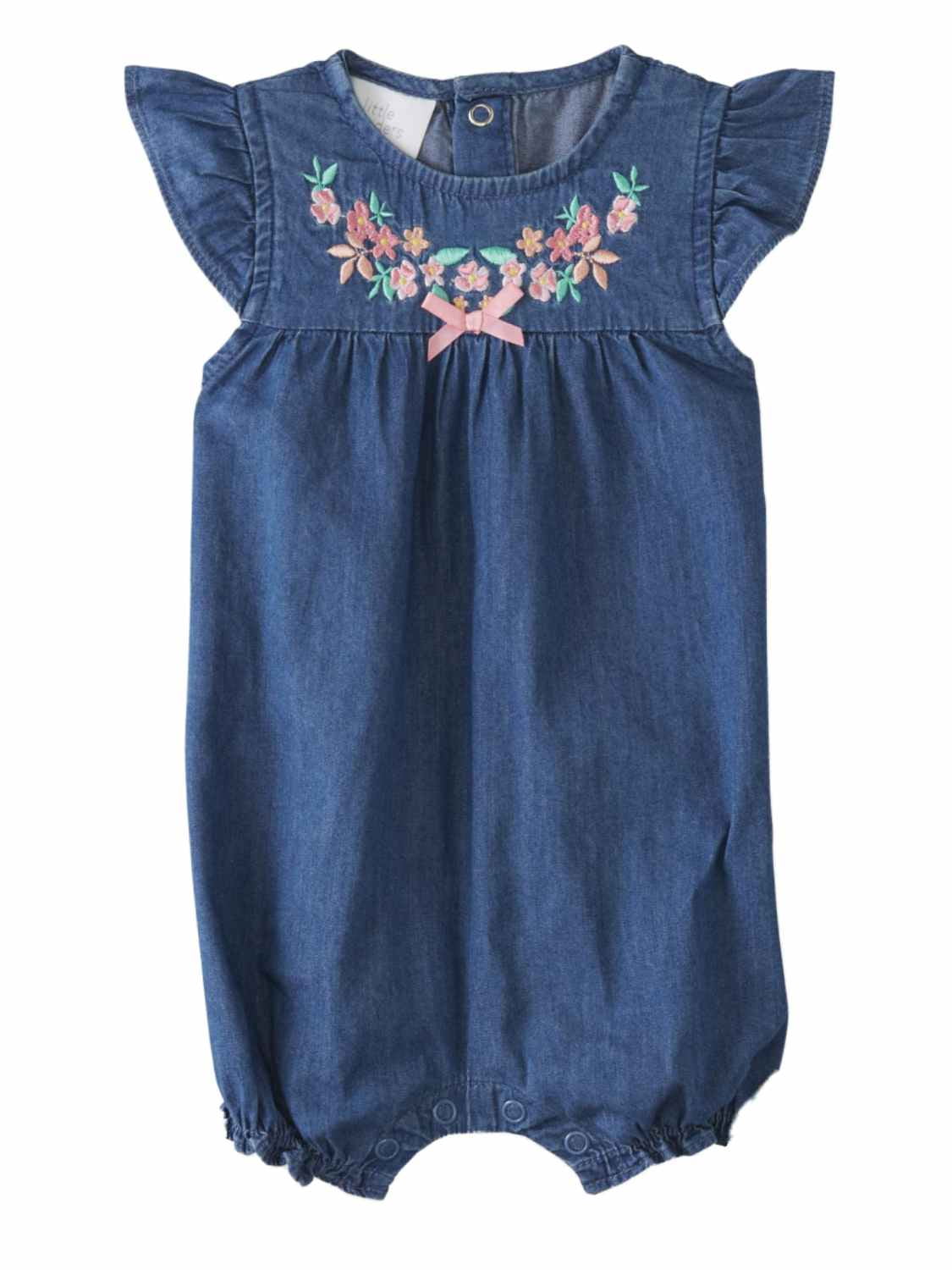 pink jean romper
