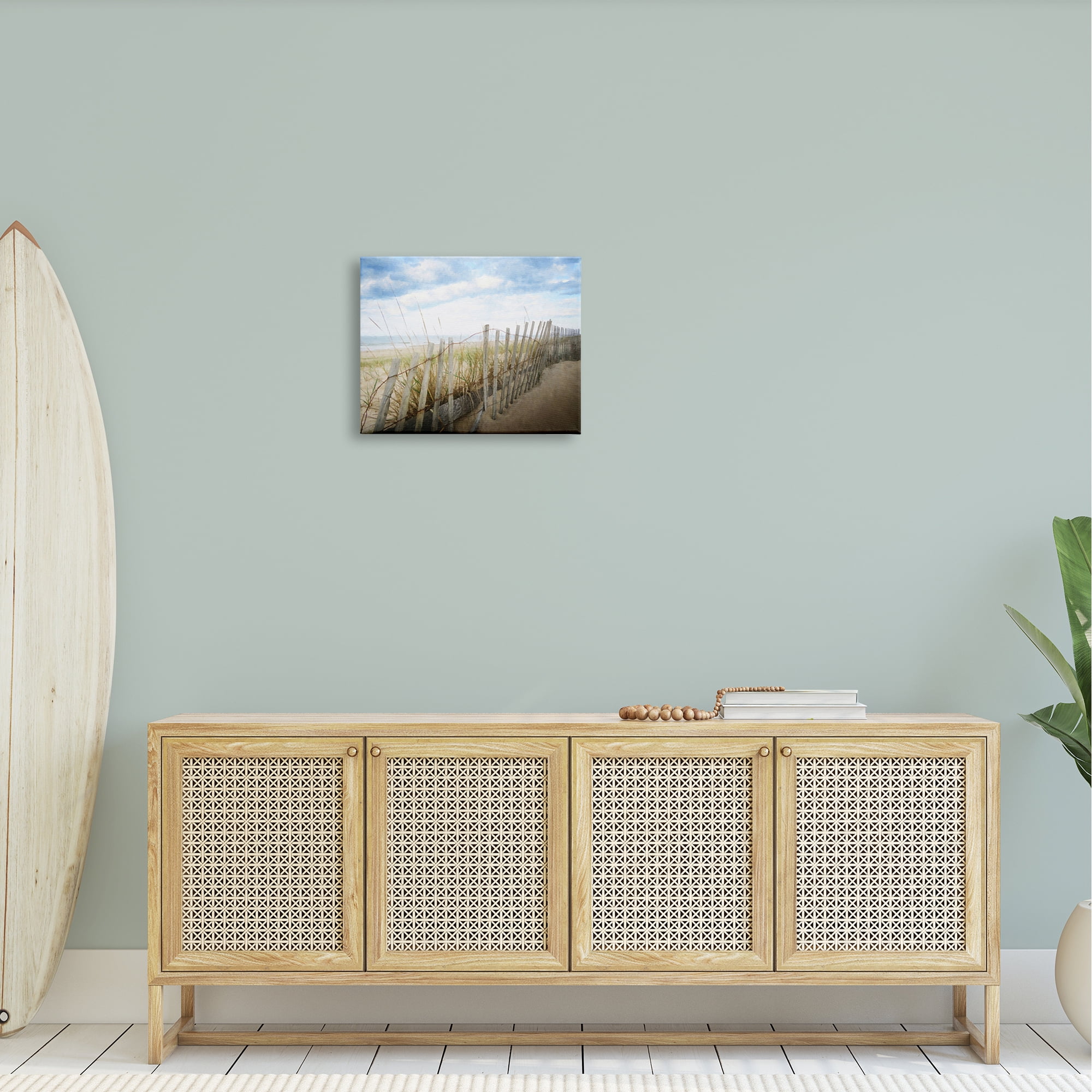 Stupell Industries Seaside Boardwalk Ocean Sand Fence Beach Grass Graphic Art Gallery Wrapped Canvas Print Wall Art, Design by Graffitee Studios