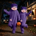 thumbnail image 5 of Funny Cartoon Monster Plush One-Piece Pajamas, Cozy Couple Matching Loungewear for Adults, Comfy Game Night Sleepwear with Hood and Comb, Halloween Oversized Fleece Onesie(Dark Purple,XL), 5 of 8