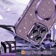 thumbnail image 4 of Electroplate With Lens Protector Phone Case For iPhone 15 14 11 12 13 Pro Max For Magsafe Wireless Charge Bumper Glitter Cover LightBlue For iphone12, 4 of 6