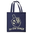 thumbnail image 1 of ThisWear Hanukkah Dreidel Oy To The World Hanukkah Dreidel Lightweight Navy Canvas Tote Bag, 1 of 3