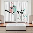 thumbnail image 2 of Ambesonne Teal and White Kitchen Curtains, Owl Couple, 55"x39", Turquoise Coral Black, 2 of 3