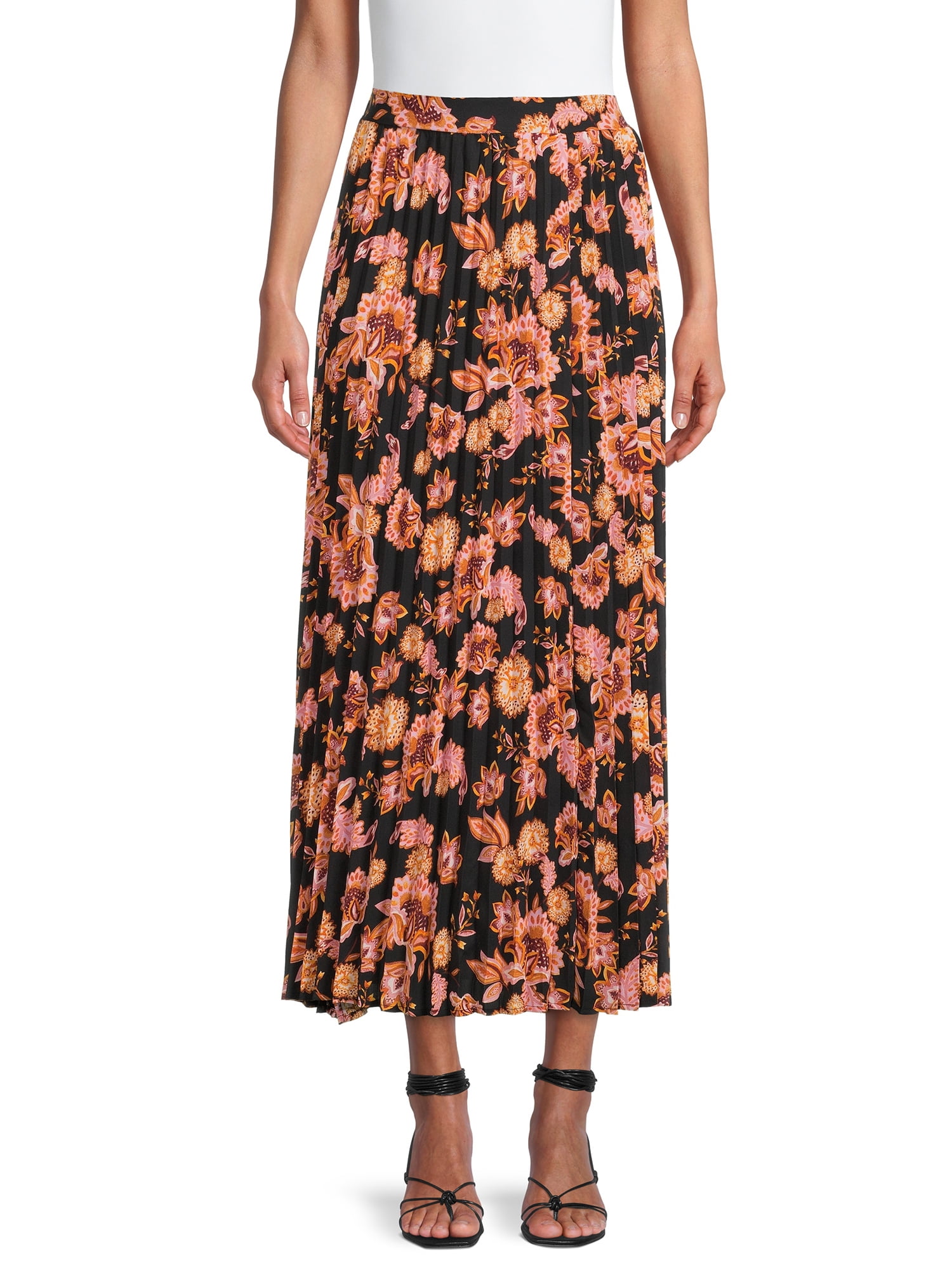 womens pleated maxi skirt