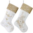 thumbnail image 4 of Valery Madelyn 21" Christmas Stockings, 2 Pcs White Gold Christmas Hanging Stockings for Fireplace Stairs Holiday Party Decor, 4 of 8