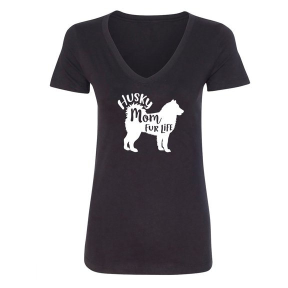 Husky Mom Fur Life Womens V-Neck T-Shirt