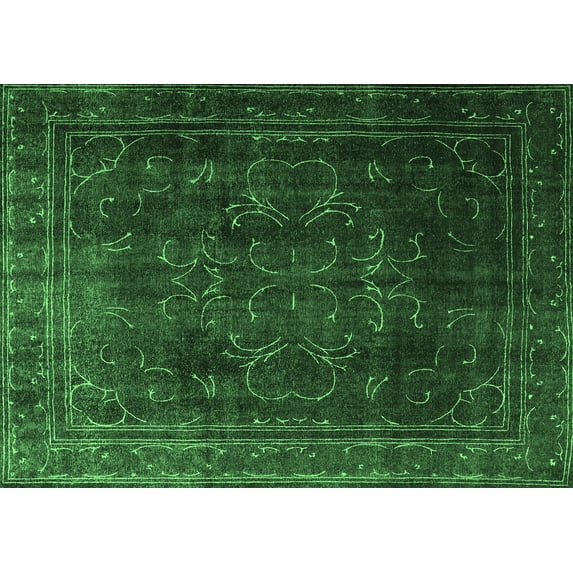 Ahgly Company Indoor Rectangle Persian Emerald Green Traditional Area Rugs, 4' x 6'