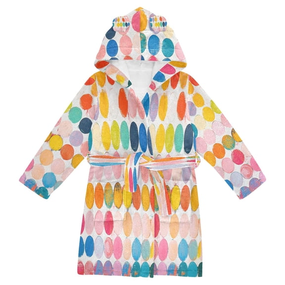 FORMRS Niños Bathrobe Unisex Hooded Robe Soft Plush Pajamas Sleepwear, Size 2-3T, Yellow Circles
