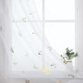 thumbnail image 4 of Flowpartex Metallic Butterfly White Sheer Curtain Panels Spring Gold Print Linen Rustic Rod Pocket Window Drapes 63"L×52"W for Girls Bedroom Living Room, 2 Panels, 4 of 7