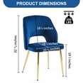 thumbnail image 4 of Modern Accent Dining Chairs Set of 4, Upholstered Velvet Dining Room Chairs with Hollow Back, Tufted Kitchen Chairs Side Chairs with Gold Metal Legs for Living Room Restaurant, Blue, 4 of 5
