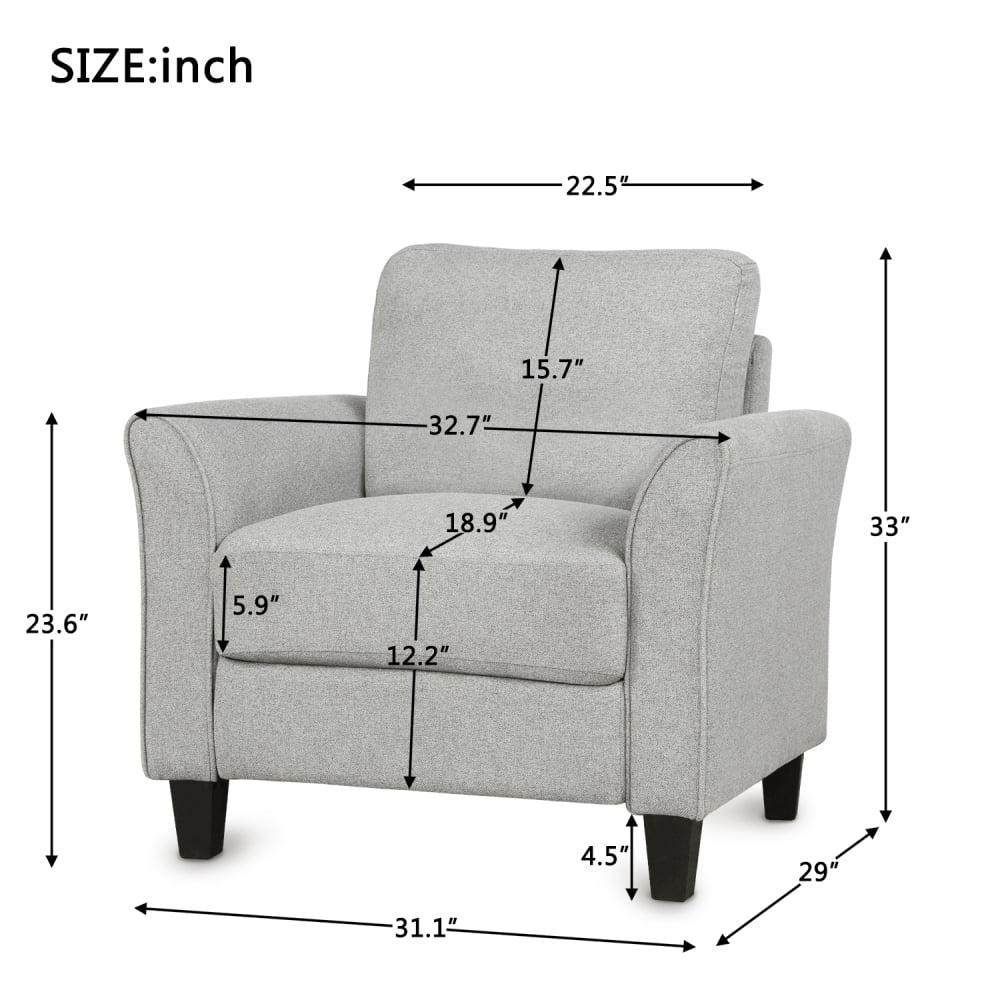 Modern Linen Fabric Recliner Chair,Mid-Century Armchair Single Sofa Accent Chair,Upholstered Comfy Reading Accent Chairs for Living Room,Light Gray