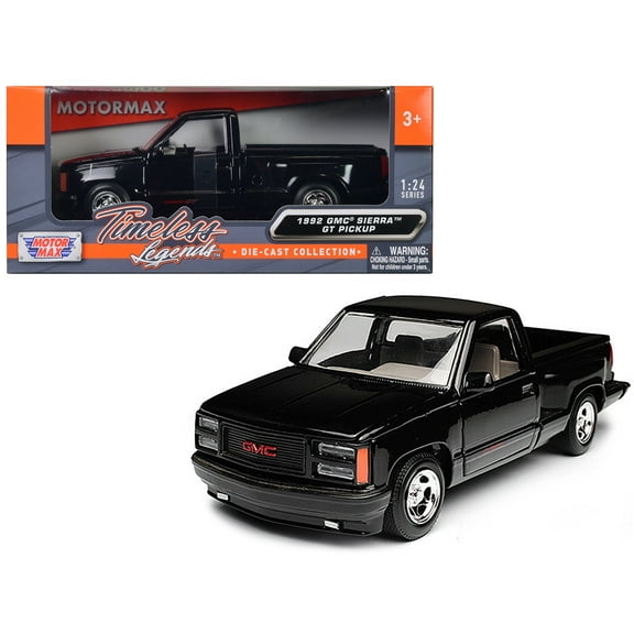 1992 GMC Sierra GT Black Pickup Truck 1/24 Diecast Model by Motormax