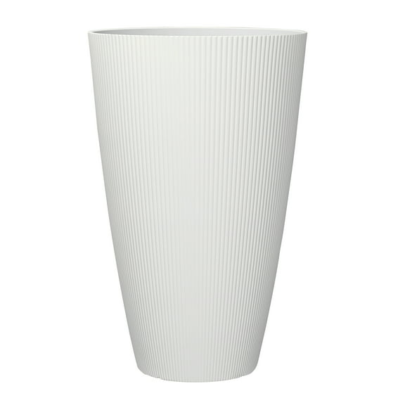 Mainstays 13.9" D x 22" H Parker Tall Cream Recycled Resin Planter
