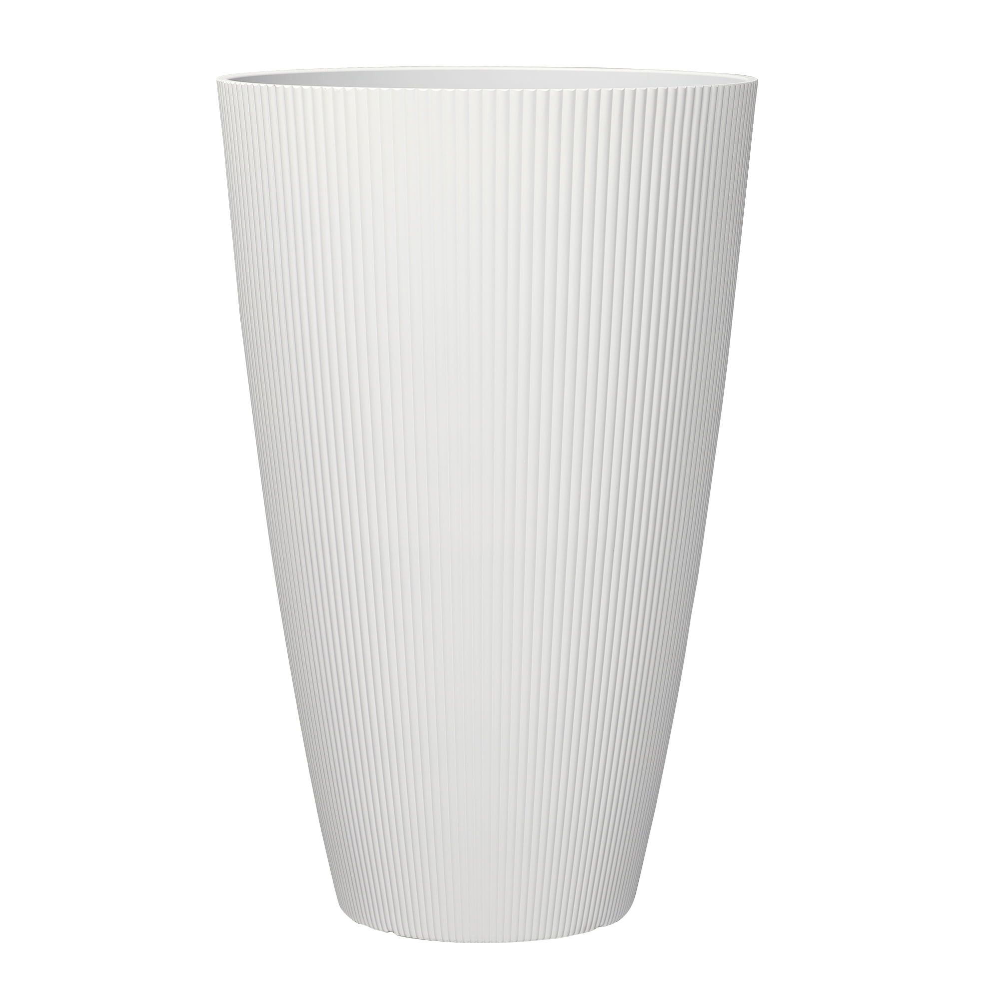 Mainstays Parker Tall Cream Recycled Resin Planter, 13.9 in D x 22 in H
