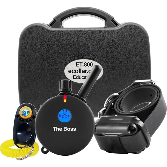E-Collar ET‑800 “Boss” 1‑Mile Remote Humane Dog Training Collar – Waterproof Educator System with Static, Vibration & Tone Modes (Black)