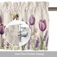 thumbnail image 6 of Spring Flowers Valance Curtain Purple Tulips Bee Window Valances Rod Pocket Short Curtains Window Treatments for Kitchen Bedroom Bathroom Laundry 60" x 18", 6 of 9